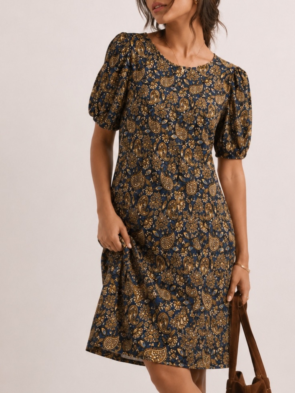 Boden Paisley Floral Short Sleeve Jersey Swing Dress Size 8